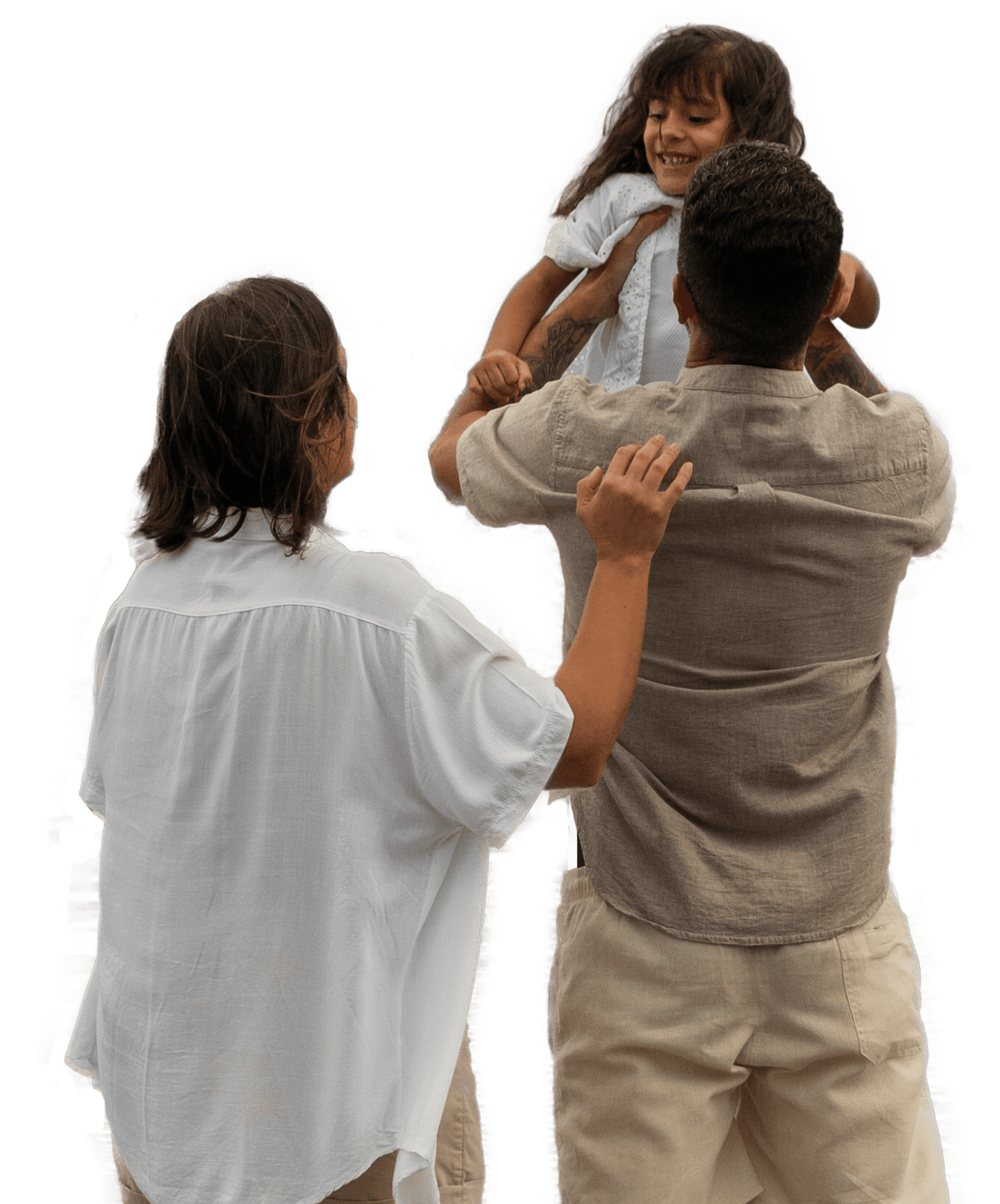 Familia madre, padre e hija felices